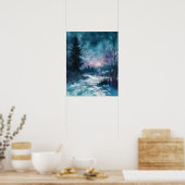 Sterrenverlichte pad door de vorst poster (Keuken)