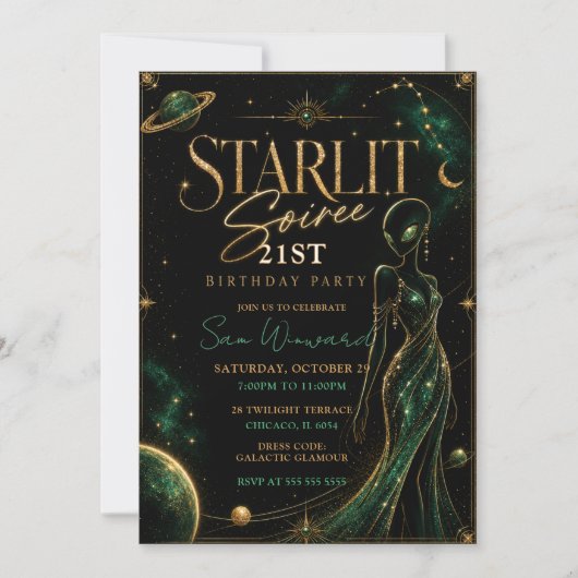 Sterrenverlichte Soiree 21e Verjaardagsfeest Kaart (Voorkant)