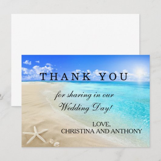 Sterrenvis Bestemming Strand Bruiloft Dankbrief Bedankkaart (Voorkant / Achterkant)