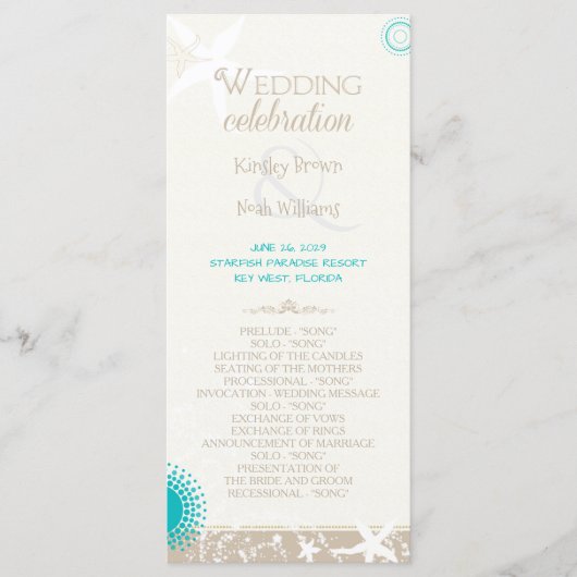 Sterrenvis Bestemming Strand Huwelijksprogramma Programmakaart (Voorkant)