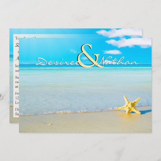 Sterrenvis Bestemming Strand Trouw Uitnodiging (Voorkant / Achterkant)