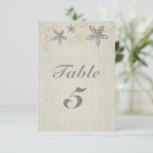 STERRENVIS ELEGANTE Strandfeest Tafel Nummerkaart Kaart (Staand voorkant)