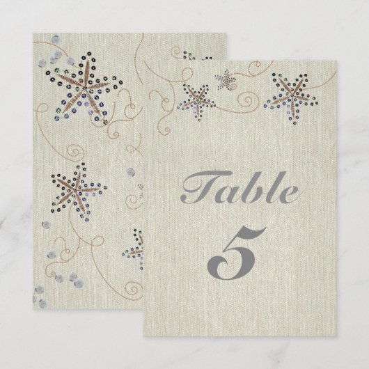 STERRENVIS ELEGANTE Strandfeest Tafel Nummerkaart Kaart (Voorkant / Achterkant)