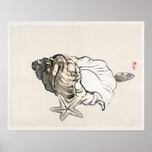 Sterrenvis en Conchby Kono Bairei (1844-1895) Poster (Voorkant)
