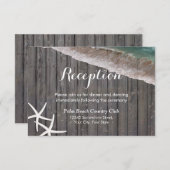 Sterrenvis Houten Achtergrond Strand Bruiloft Rece Informatiekaartje (Voorkant / Achterkant)