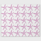 Sterrenvis Pattern Strand Kust Paarse Roze Trendy Cadeaupapier (Vlak)
