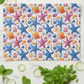 Sterrenvis Schelp Zeevaart Zomer Keukenhanddoek (Gevouwen)