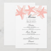 Sterrenvis Strand Bruiloft Diner Menu Perzik (Voorkant / Achterkant)