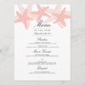 Sterrenvis Strand Bruiloft Diner Menu Perzik (Voorkant)
