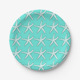Sterrenvis Strand Teal Blauwe Baby Shower Verjaard Papieren Bordje