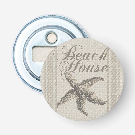 Sterrenvis Strandhuis Zeekust Kust Button Flesopener (Voorkant)