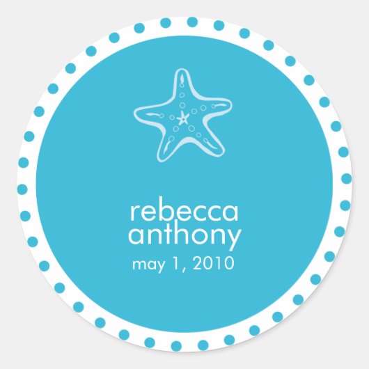 Sterrenvis trouwlabel ronde sticker (Voorkant)