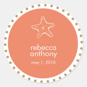 Sterrenvis trouwlabel ronde sticker