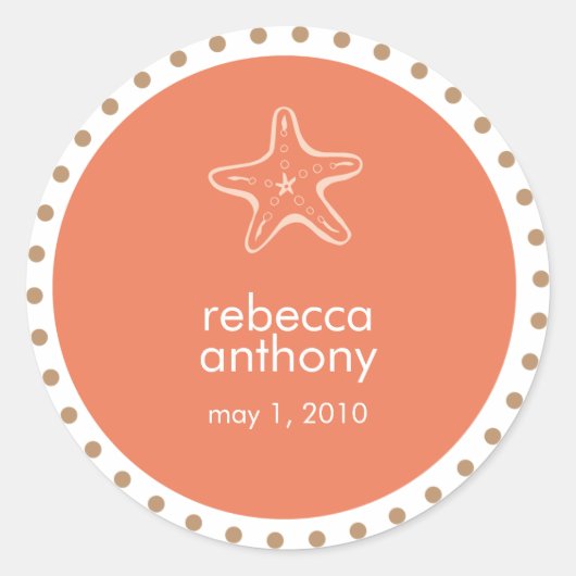 Sterrenvis trouwlabel ronde sticker (Voorkant)
