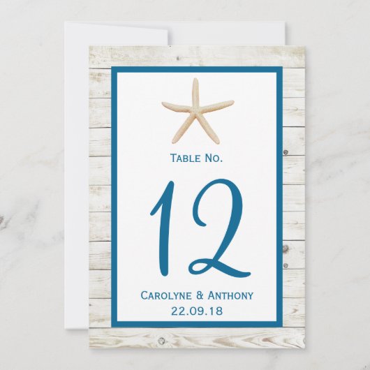 Sterrenvis Witgeschilderde Houten Bruiloftcollecti Kaart (Achterkant)