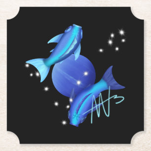 Sterrenvissen Neptunus Zodiac Kartonnen Onderzetters