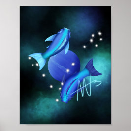 Sterrenvissen Neptunus Zodiac Poster