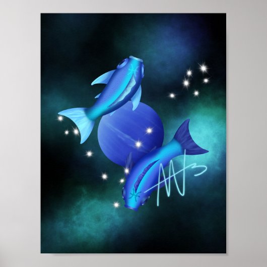 Sterrenvissen Neptunus Zodiac Poster (Voorkant)