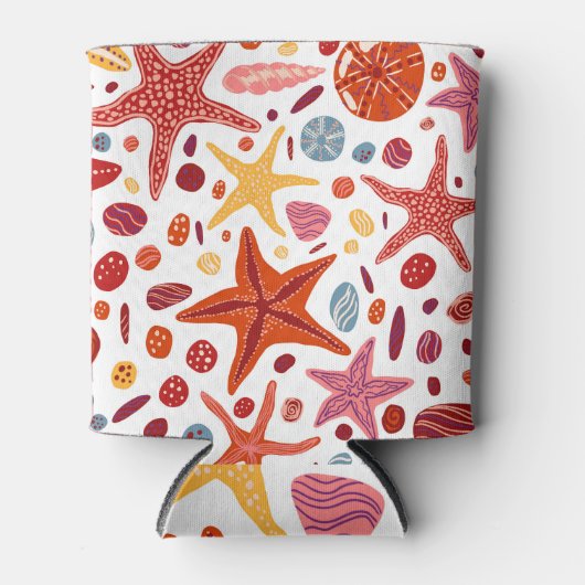 Sterrenvissen, schelpen, stenen naadloos patroon. blikjeskoeler (Voorkant)