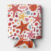 Sterrenvissen, schelpen, stenen naadloos patroon. blikjeskoeler (Achterkant)