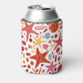 Sterrenvissen, schelpen, stenen naadloos patroon. blikjeskoeler (Blikje Achterkant)