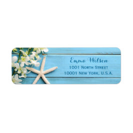 Sterrenvisstrand retouradreslabels met orchideeën etiket