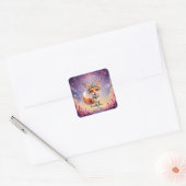 Sterrenvos van de Maanlichte Weiden. Vierkante Sticker (Envelop)