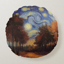 Sterrenwoud in de herfst – Artistisch ronde kussen