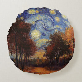 Sterrenwoud in de herfst – Artistisch ronde kussen