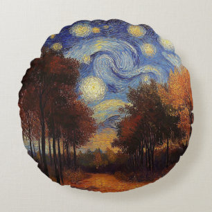 Sterrenwoud in de herfst – Artistisch ronde kussen