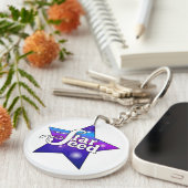 Sterrenzaad Sleutelhanger – Paarse Blue Star Desig (Voorkant Rechts)