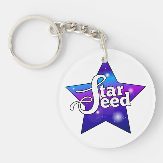 Sterrenzaad Sleutelhanger – Paarse Blue Star Desig (Voorkant)