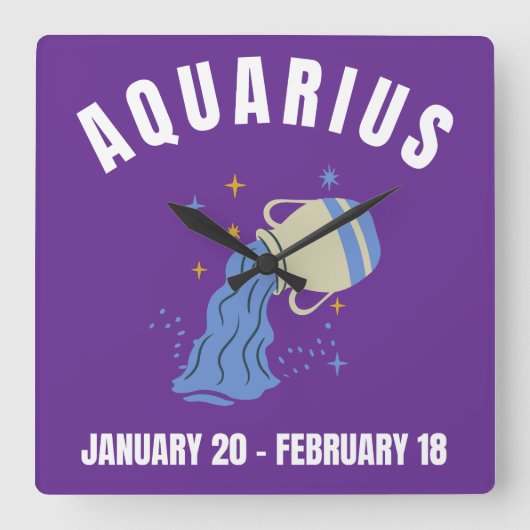 sterretje van Aquarius Vierkante Klok (Voorkant)