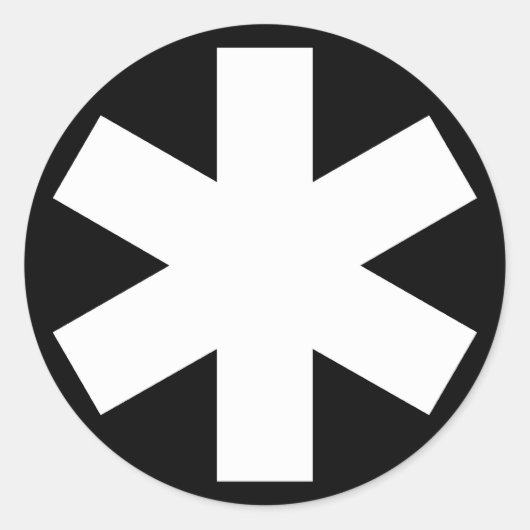 Sterretje - Wit op Zwart Ronde Sticker (Voorkant)