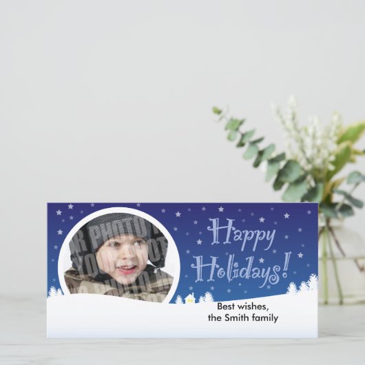 Sterrige de wintervakantie photocard feestdagenkaart (Staand voorkant)