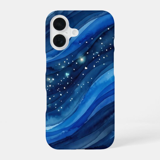 Sterrige Diepzee Aquarel iPhone 16 Hoesje (Achterkant)