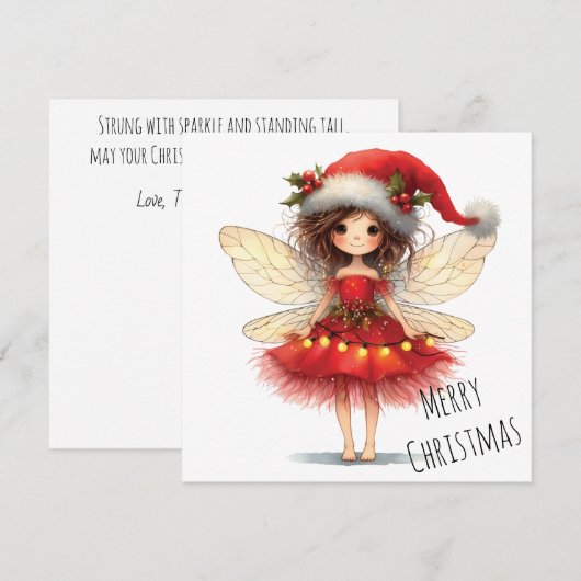 Sterrige Gevleugelde Fee Kerstkaart (Voorkant / Achterkant)