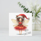 Sterrige Gevleugelde Fee Kerstkaart (Staand voorkant)