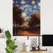 Sterrige Herfstpad – Impressionistische Poster (Thuiskantoor)