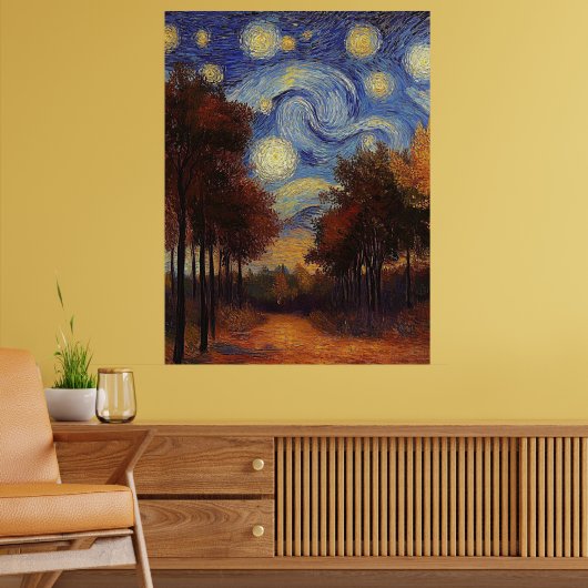 Sterrige Herfstpad – Impressionistische Poster (Woonkamer 2)