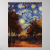 Sterrige Herfstpad – Impressionistische Poster (Voorkant)