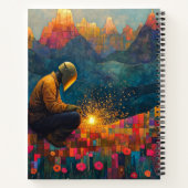 Sterrige Nacht Lasser - Kosmische Las Kunst Notitieboek (Achterkant)