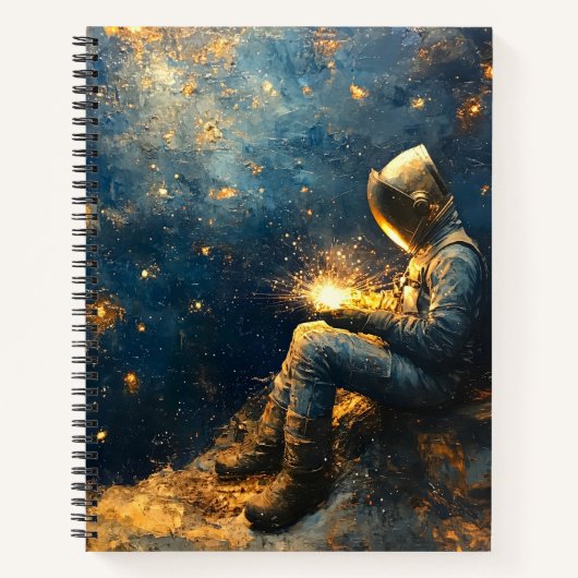 Sterrige Nacht Lasser - Kosmische Las Kunst Notitieboek (Voorkant)