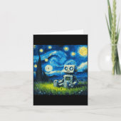 Sterrige Nacht Robot Grappige Schilderkunst Meme K Kaart (Voorkant)