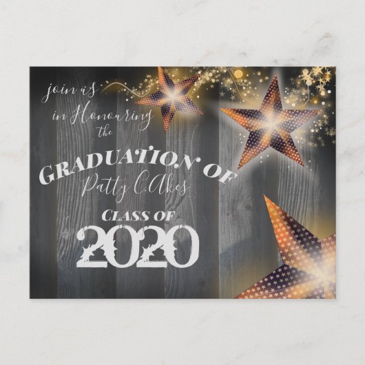 Sterrnlantaarn & Oude Hout Amerikaanse Afstuderen Uitnodiging Briefkaart (Voorkant)