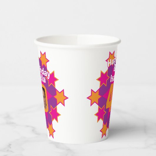 Sterroze goudgeel 40e verjaardag twee foto's papieren bekers (Links)