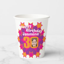 Sterroze goudgele 30e verjaardag twee foto's