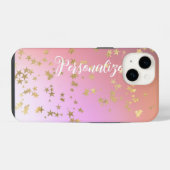 Sterrpatroon perzik paars goud verloop iPhone hoesje (Achterkant horizontaal)
