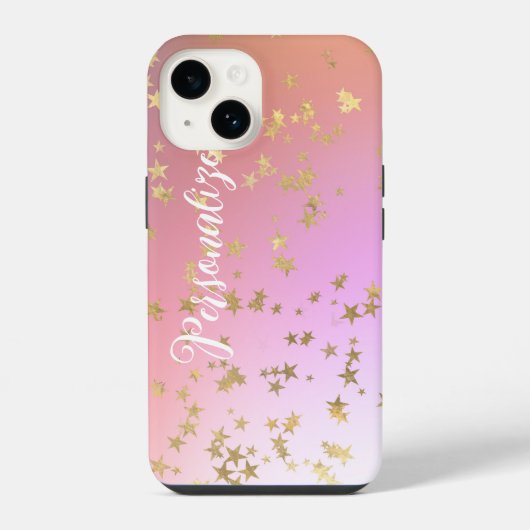 Sterrpatroon perzik paars goud verloop iPhone hoesje (Achterkant)