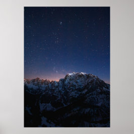 Sterrren en besneeuwde bergen poster